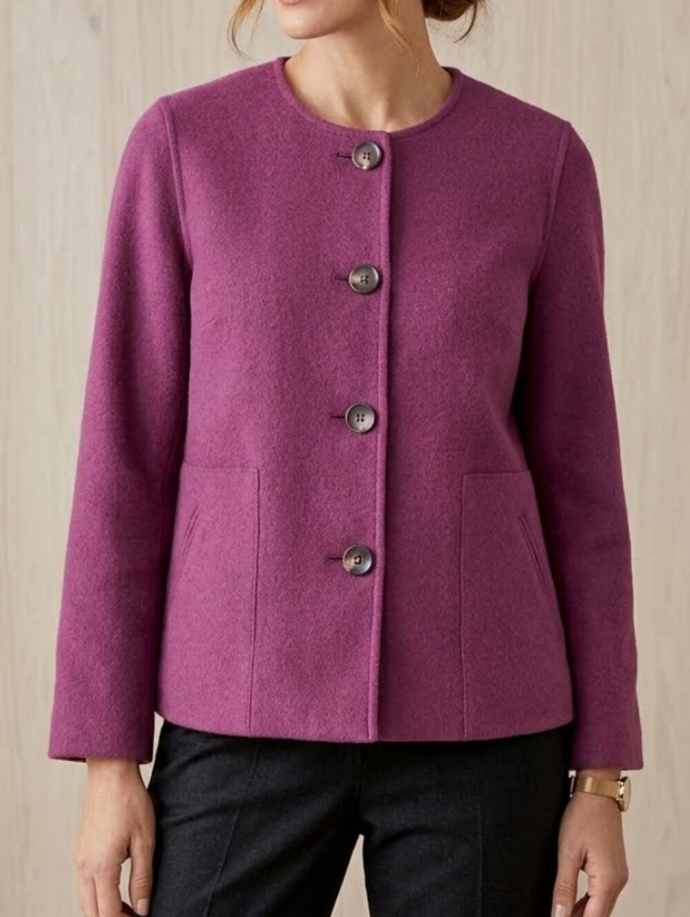 J Jill Wool Rabbit Hair Blend Button Down Pocketed Jacket Blazer